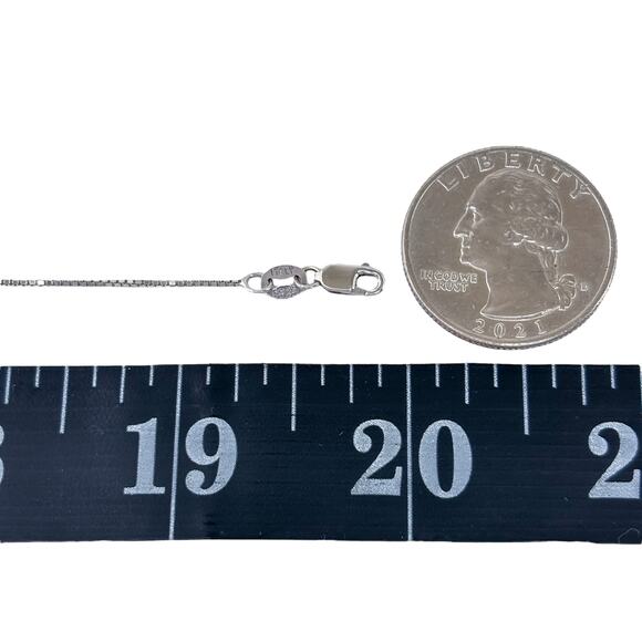 Box Chain Necklace | Italian Vintage Sterling Silver 925 | 18"-20" - Picture 3 of 4